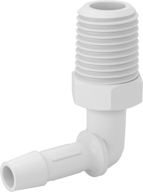 Gıda ve İçecek için Süper Akışlı Dikenli Bağlantı Elemanı, 1/4" İç Çap x 1/4 NPT Erkek için Plastik Dirsek