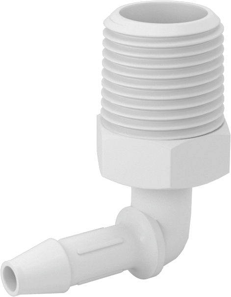 Gıda ve İçecek için Süper Akışlı Dikenli Bağlantı Elemanı, 1/4" İç Çap x 3/8 NPT Erkek için Plastik Dirsek