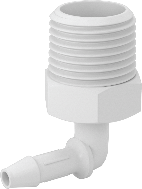 Gıda ve İçecek için Süper Akışlı Dikenli Bağlantı Elemanı, 1/4" İç Çap x 1/2 NPT Erkek için Plastik Dirsek