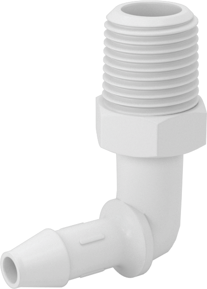 Gıda ve İçecek için Süper Akışlı Dikenli Bağlantı Elemanı, 3/16 Boru İç Çapı x 1/8 NPT Erkek için Polietilen Dirsek