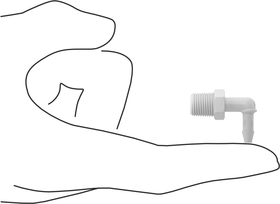 Gıda ve İçecek için Süper Akışlı Dikenli Bağlantı Elemanı, 5/32" İç Çap x 1/8 NPT Erkek için Plastik Dirsek
