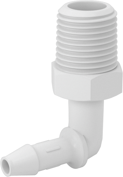 Gıda ve İçecek için Süper Akışlı Dikenli Bağlantı Elemanı, 5/32" İç Çap x 1/8 NPT Erkek için Plastik Dirsek