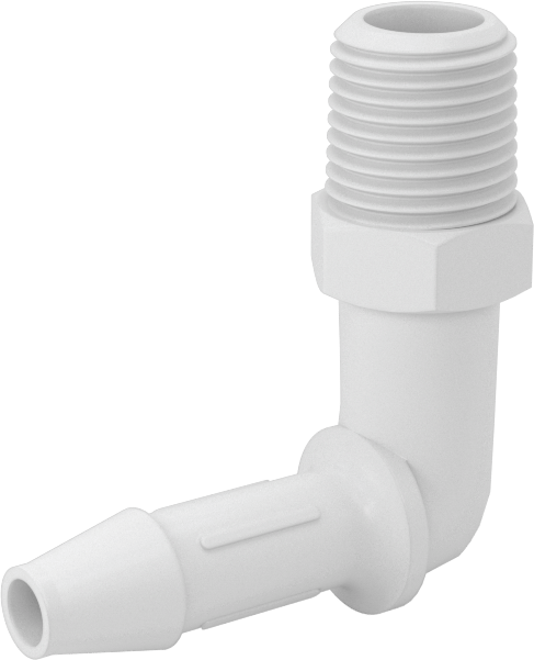 Gıda ve İçecek için Süper Akışlı Dikenli Bağlantı Elemanı, 1/4" İç Çap x 1/8 NPT Erkek için Polietilen Dirsek
