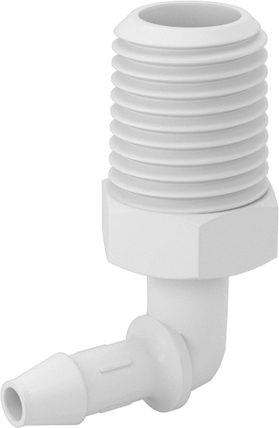 Gıda ve İçecek için Süper Akışlı Dikenli Bağlantı Elemanı, 3/16" İç Çaplı X1/4 NPT Erkek Boru için Polietilen Dirsek