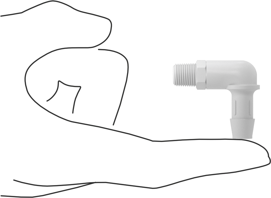 Gıda ve İçecek için Süper Akışlı Dikenli Bağlantı Elemanı, 3/8" İç Çap x 1/8 NPT Erkek için Plastik Dirsek