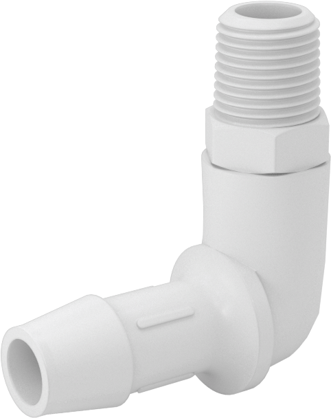 Gıda ve İçecek için Süper Akışlı Dikenli Bağlantı Elemanı, 3/8" İç Çap x 1/8 NPT Erkek için Plastik Dirsek