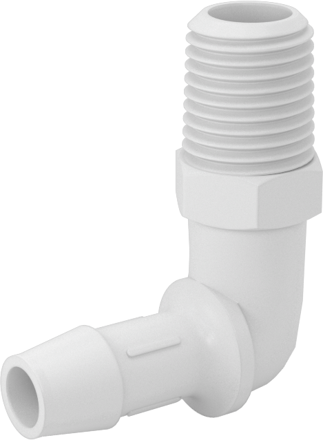Gıda ve İçecek için Süper Akışlı Dikenli Bağlantı Elemanı, 3/8" İç Çaplı Boru x 1/4 NPT Erkek için Plastik Dirsek