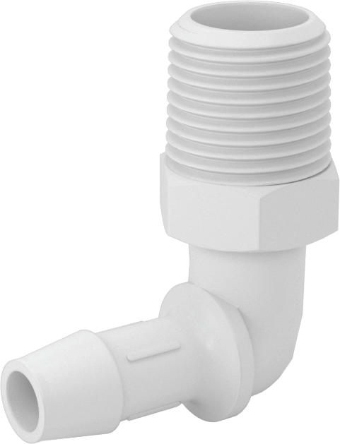 Gıda ve İçecek için Süper Akışlı Dikenli Bağlantı Elemanı, 3/8" Boru İç Çapı x 3/8 NPT Erkek için Plastik Dirsek