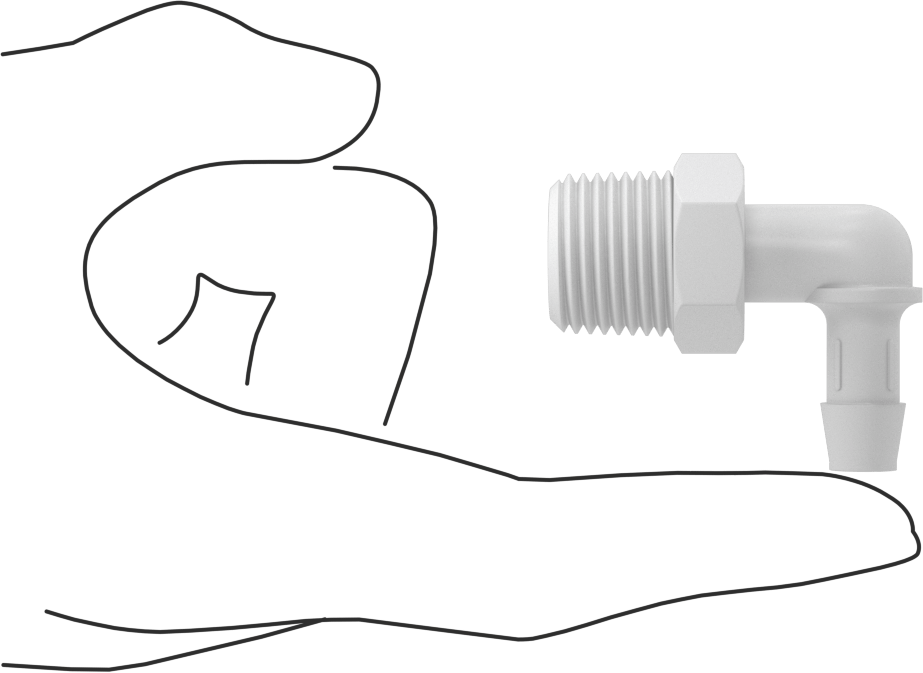 Gıda ve İçecek için Süper Akışlı Dikenli Bağlantı Elemanı, 3/8" İç Çap x 1/2 NPT Erkek için Plastik Dirsek