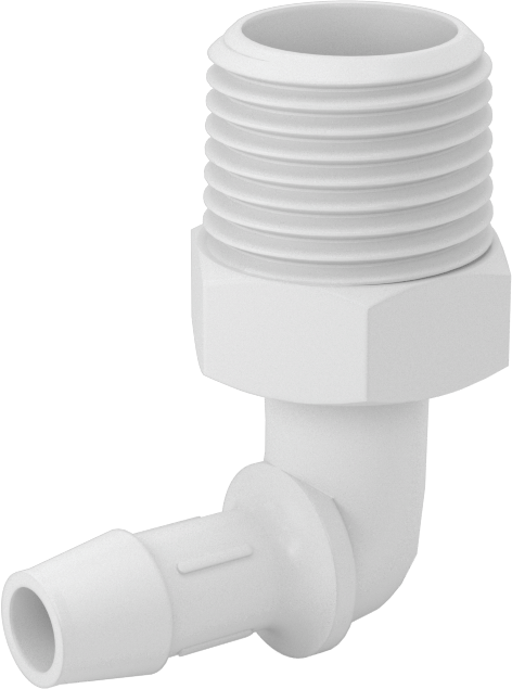 Gıda ve İçecek için Süper Akışlı Dikenli Bağlantı Elemanı, 3/8" İç Çap x 1/2 NPT Erkek için Plastik Dirsek