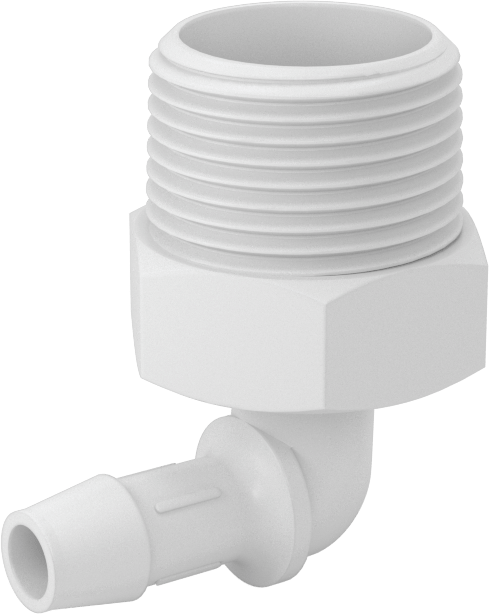 Gıda ve İçecek için Süper Akışlı Dikenli Bağlantı Elemanı, 3/8" Boru İç Çapı x 3/4 NPT Erkek için Plastik Dirsek