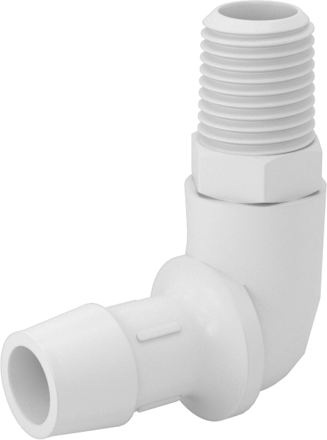Gıda ve İçecek için Süper Akışlı Dikenli Bağlantı Elemanı, 1/2" İç Çap x 1/4 NPT Erkek için Plastik Dirsek
