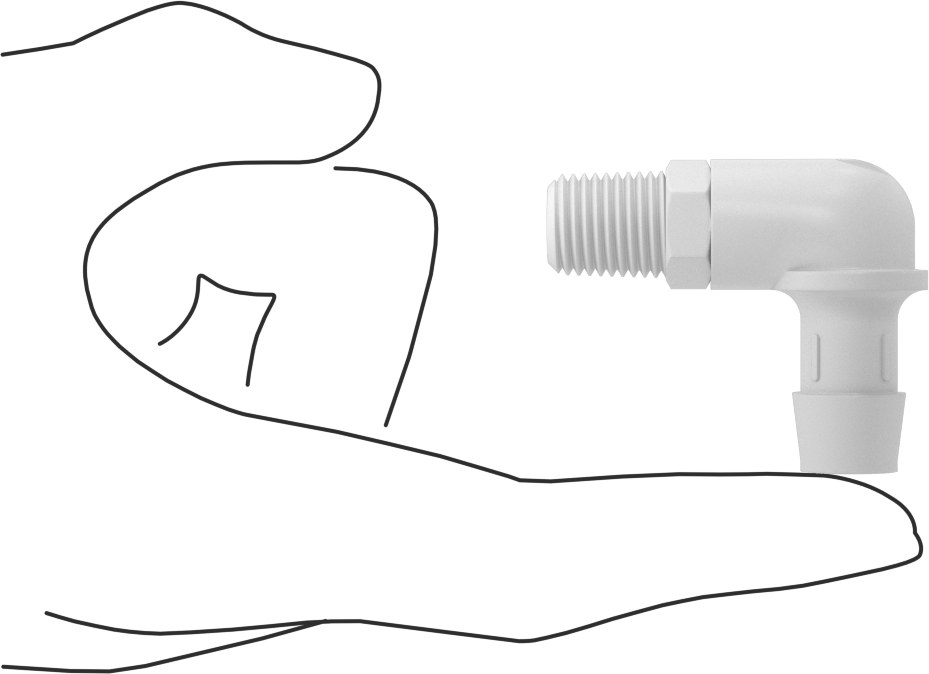 Gıda ve İçecek için Süper Akışlı Dikenli Bağlantı Elemanı, 1/2" İç Çap x 1/4 NPT Erkek için Plastik Dirsek