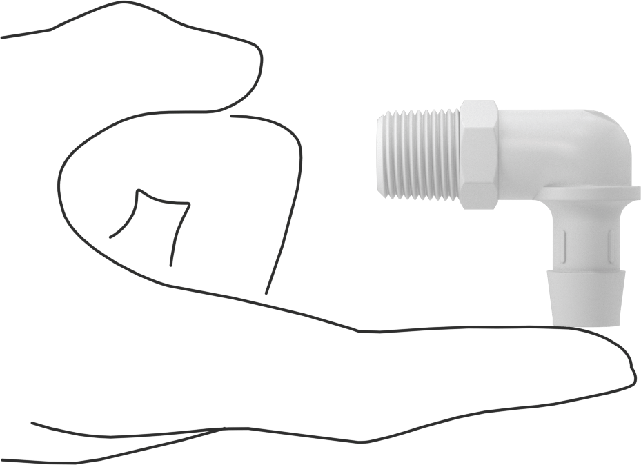 Gıda ve İçecek için Süper Akışlı Dikenli Bağlantı Elemanı, 1/2" İç Çap x 3/8 NPT Erkek için Plastik Dirsek