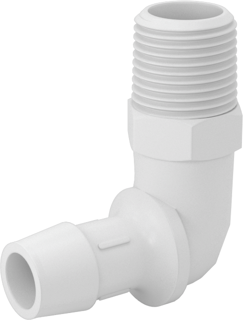 Gıda ve İçecek için Süper Akışlı Dikenli Bağlantı Elemanı, 1/2" İç Çap x 3/8 NPT Erkek için Plastik Dirsek
