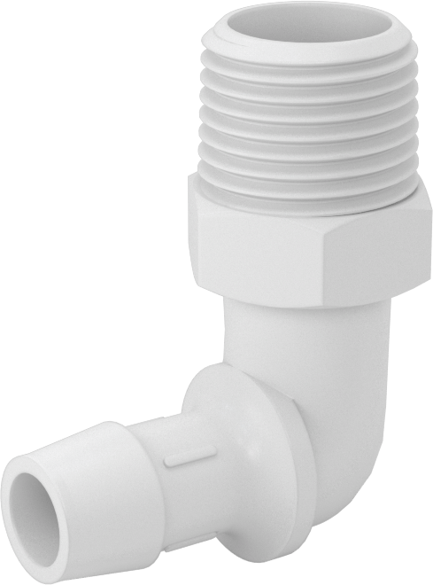 Gıda ve İçecek için Süper Akışlı Dikenli Bağlantı Elemanı, 1/2" İç Çaplı Boru x 1/2 NPT Erkek için Plastik Dirsek