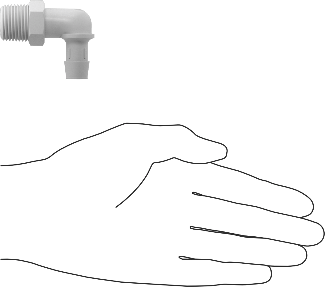 Gıda ve İçecek için Süper Akışlı Dikenli Bağlantı Elemanı, 1/2" İç Çaplı Boru x 1/2 NPT Erkek için Plastik Dirsek