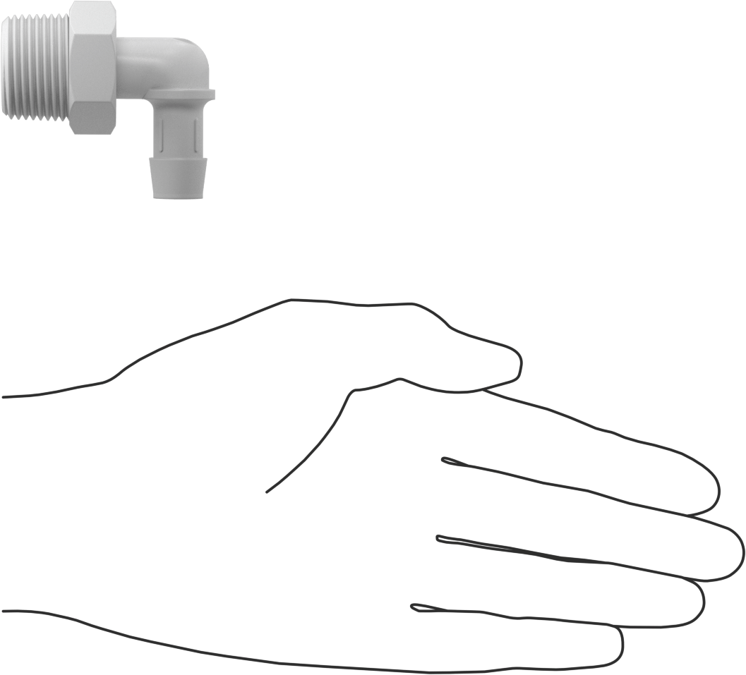 Gıda ve İçecek için Süper Akışlı Dikenli Bağlantı Elemanı, 1/2" İç Çap x 3/4 NPT Erkek için Plastik Dirsek