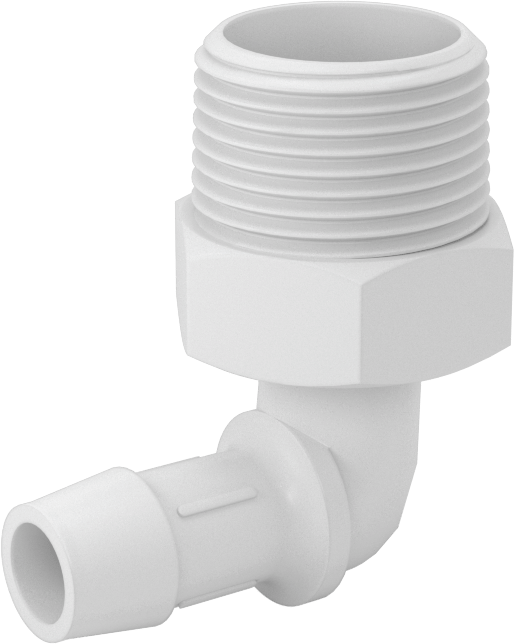 Gıda ve İçecek için Süper Akışlı Dikenli Bağlantı Elemanı, 1/2" İç Çap x 3/4 NPT Erkek için Plastik Dirsek