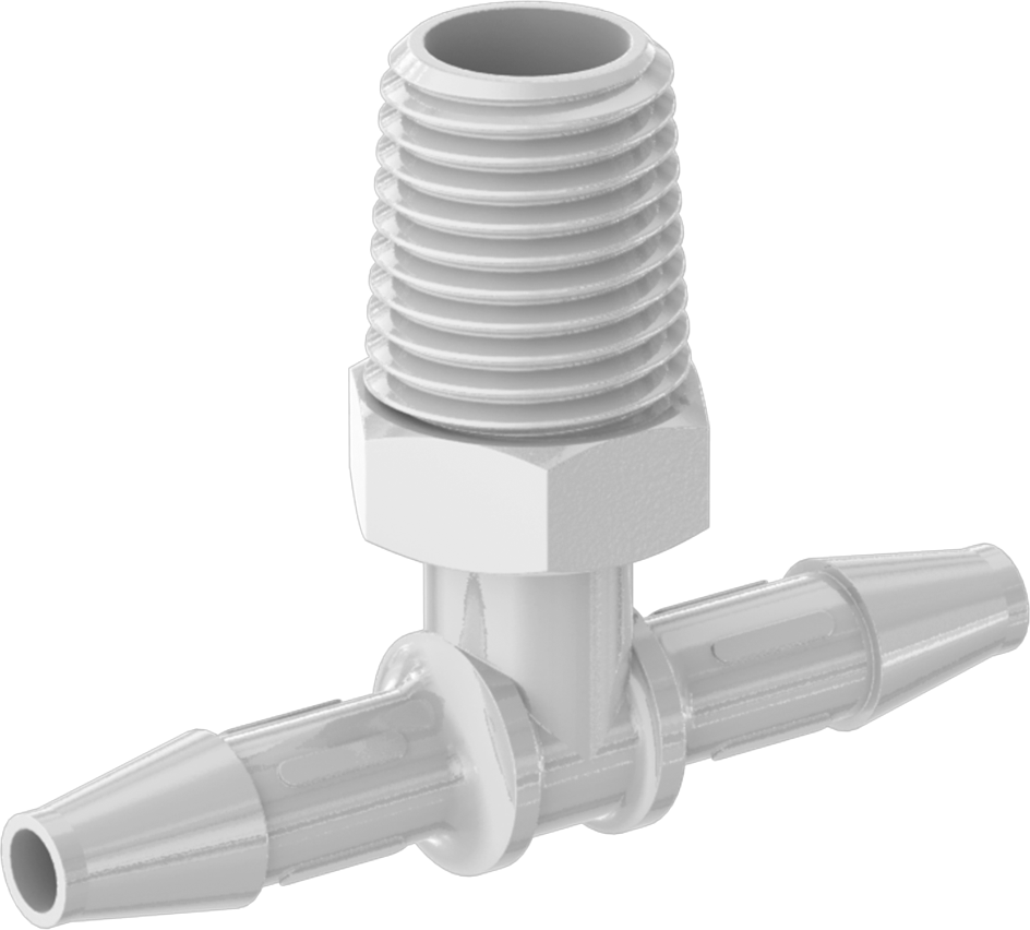 Gıda ve İçecek için Süper Akışlı Dikenli Bağlantı Elemanı, 1/4" Boru İç Çapı x 1/4 NPT Erkek için Plastik T