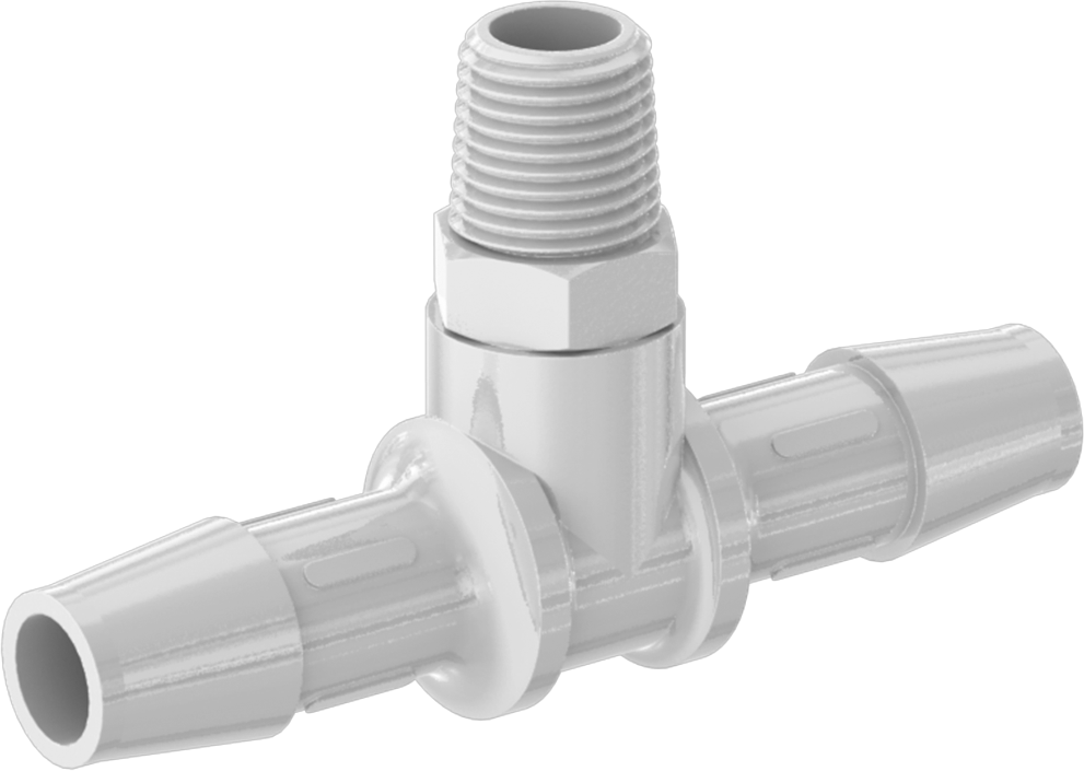 Gıda ve İçecek için Süper Akışlı Dikenli Bağlantı Elemanı, 3/8" İç Çaplı Boru x 1/8 NPT Erkek için Plastik T