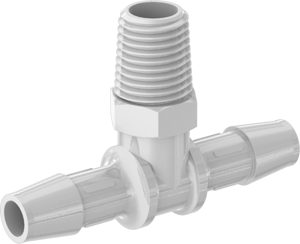 Gıda ve İçecek için Süper Akışlı Dikenli Bağlantı Elemanı, 3/8" İç Çaplı Boru x 1/4 NPT Erkek için Plastik T Parçası
