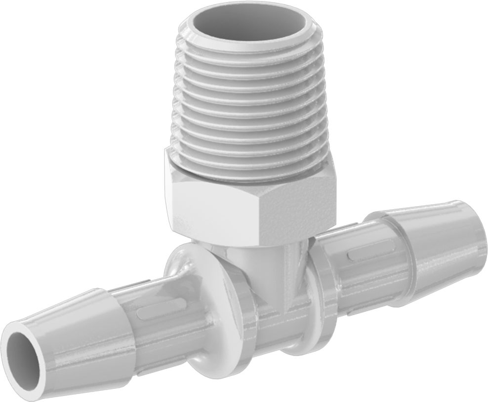 Gıda ve İçecek için Süper Akışlı Dikenli Bağlantı Elemanı, 3/8" İç Çaplı Boru x 3/8 NPT Erkek için Plastik T
