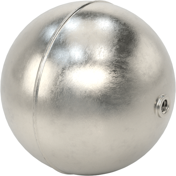 Dişli Çubuklar için 304 Paslanmaz Çelik Şamandıra, 3" Çap, 1/4"-20 UNC Diş Boyutu, Maksimum 750 PSI