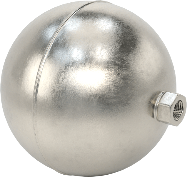 Dişli Çubuklar için 304 Paslanmaz Çelik Şamandıra, 3-1/2" Çap, 1/8 NPT, Maksimum 750 PSI