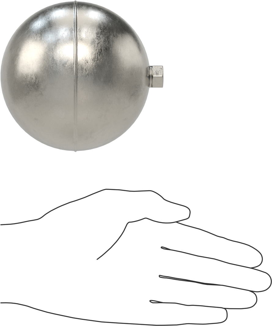 Dişli Çubuklar için 304 Paslanmaz Çelik Şamandıra, 4" Çap, 1/8 NPT, 112 Maksimum PSI