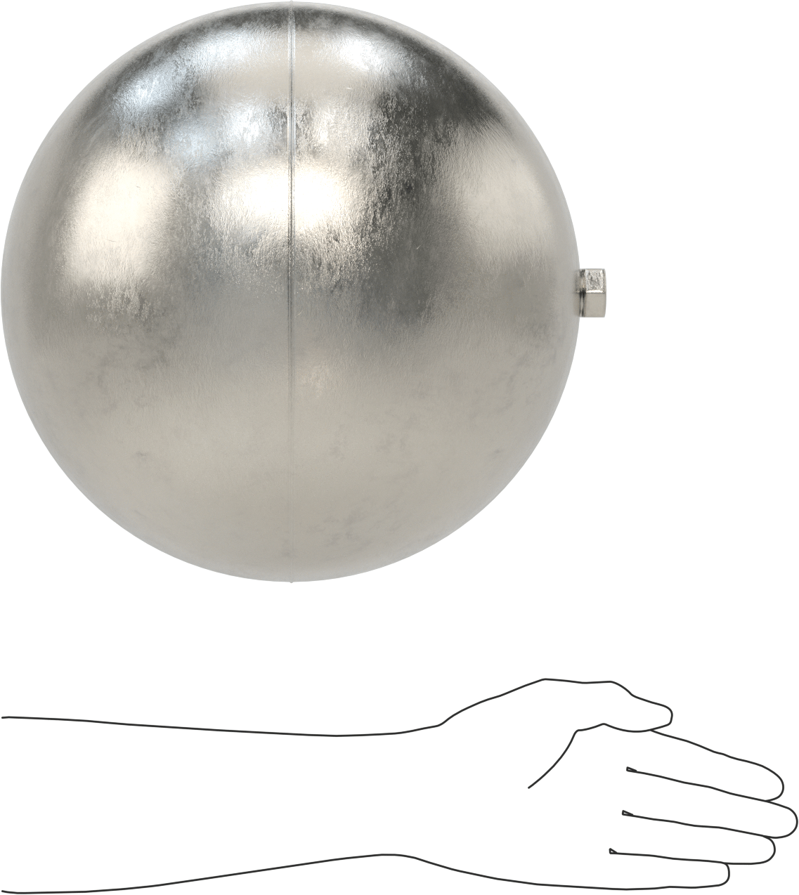 Dişli Çubuklar için 304 Paslanmaz Çelik Şamandıra, 12" Çap, 3/8 NPT, 250 Maksimum PSI