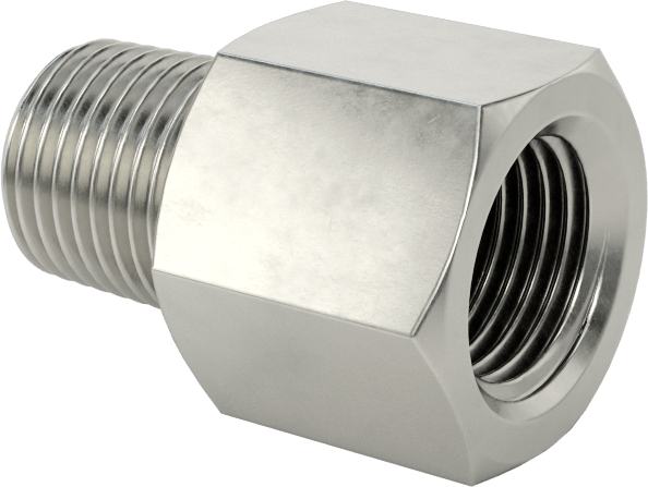 303 Paslanmaz Çelik Gövdeli Dişli Delikli Vana, Adaptör, 1/8 NPT Erkek x Dişi, 0,016 inç Delik Çapı