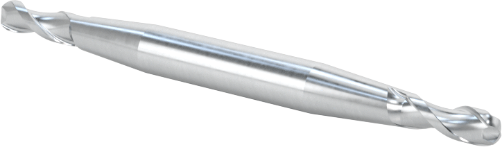 İki Freze Uçlu Kobalt Çelik Küresel Uçlu Freze, 2 Yiv, 1/8" Freze Çapı, 2-1/4" Toplam Uzunluk