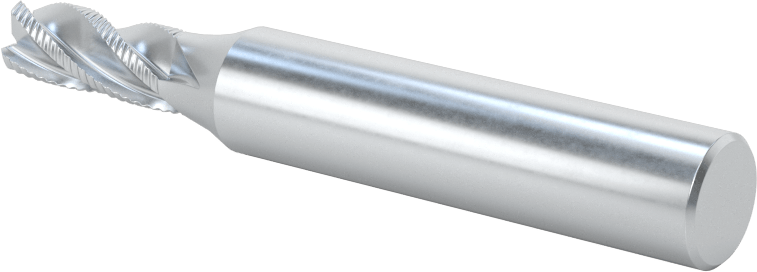 Kaba İşleme Kobalt Çelik Kare Uçlu Freze, Kaplamasız, 4 Kanallı, 1/4" Freze Çapı, 2-7/16" Toplam Uzunluk, İnce