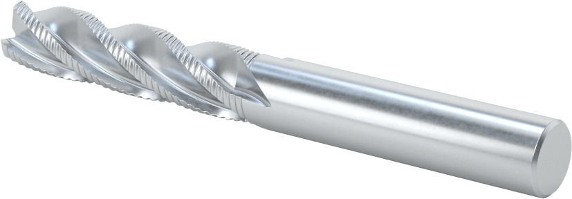 Kaba İşleme Kobalt Çelik Kare Uçlu Freze, Kaplamasız, 4 Kanallı, 3/8" Freze Çapı, 3-1/4" Toplam Uzunluk, İnce