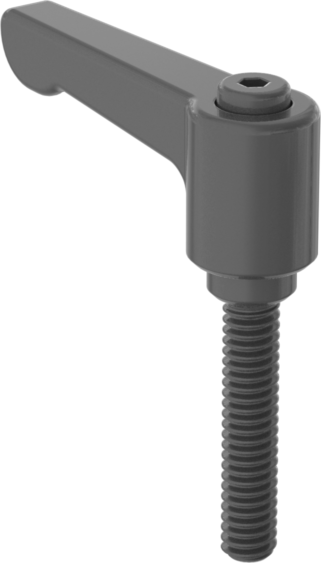 Düşük Profilli Ayarlanabilir Tutamak, 1/4“-20 Dişli 1-1/4” Uzunlukta Saplama, Siyah Naylon
