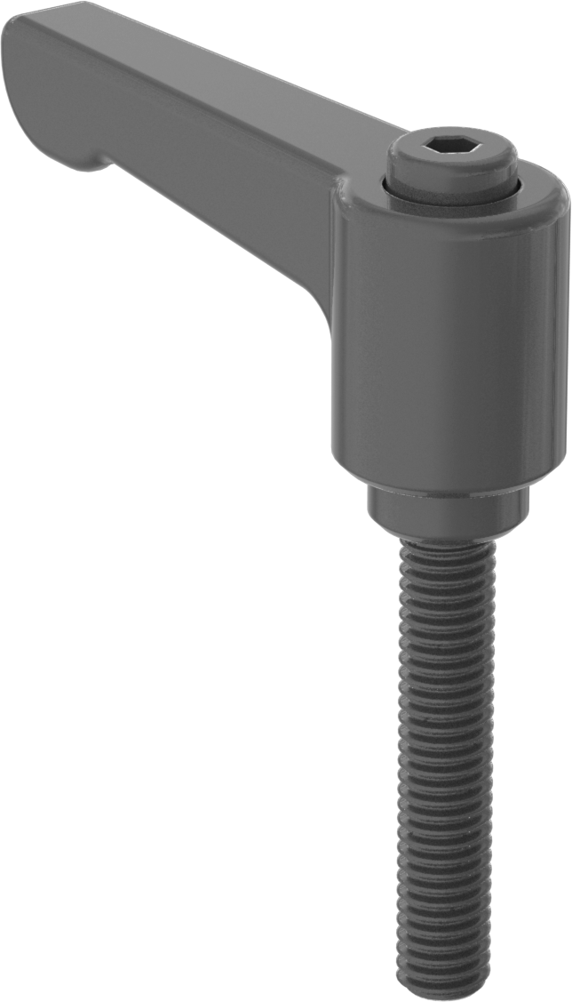 Düşük Profilli Ayarlanabilir Tutamak, M6 x 1 mm Dişli 32 mm Uzunlukta Saplama ile, Siyah Naylon
