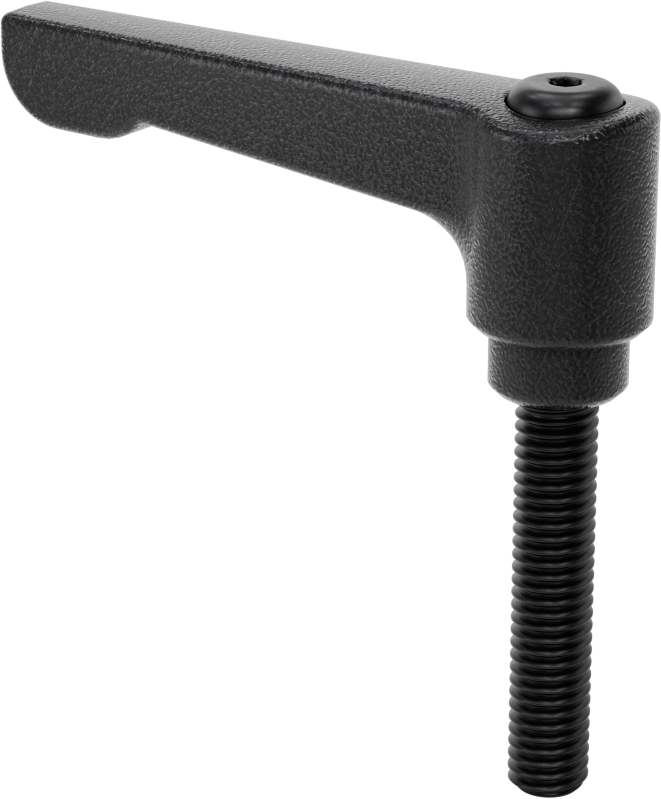 Düşük Profilli Ayarlanabilir Tutamak, 3/8“-16 Dişli 1-15/16” Uzunlukta Saplama ile, Siyah Çinko