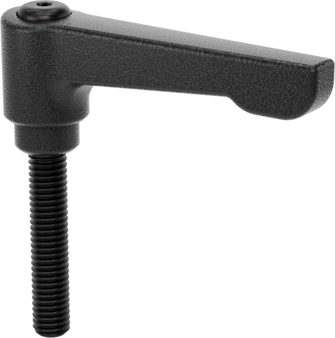 Düşük Profilli Ayarlanabilir Tutamak, 3/8“-16 Dişli 1-15/16” Uzunlukta Saplama ile, Siyah Çinko