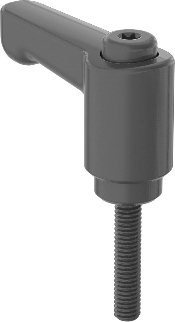 Düşük Profilli Ayarlanabilir Tutamak, M4 x 0,7 mm Dişli 20 mm Uzunlukta Saplama, Siyah Çinko