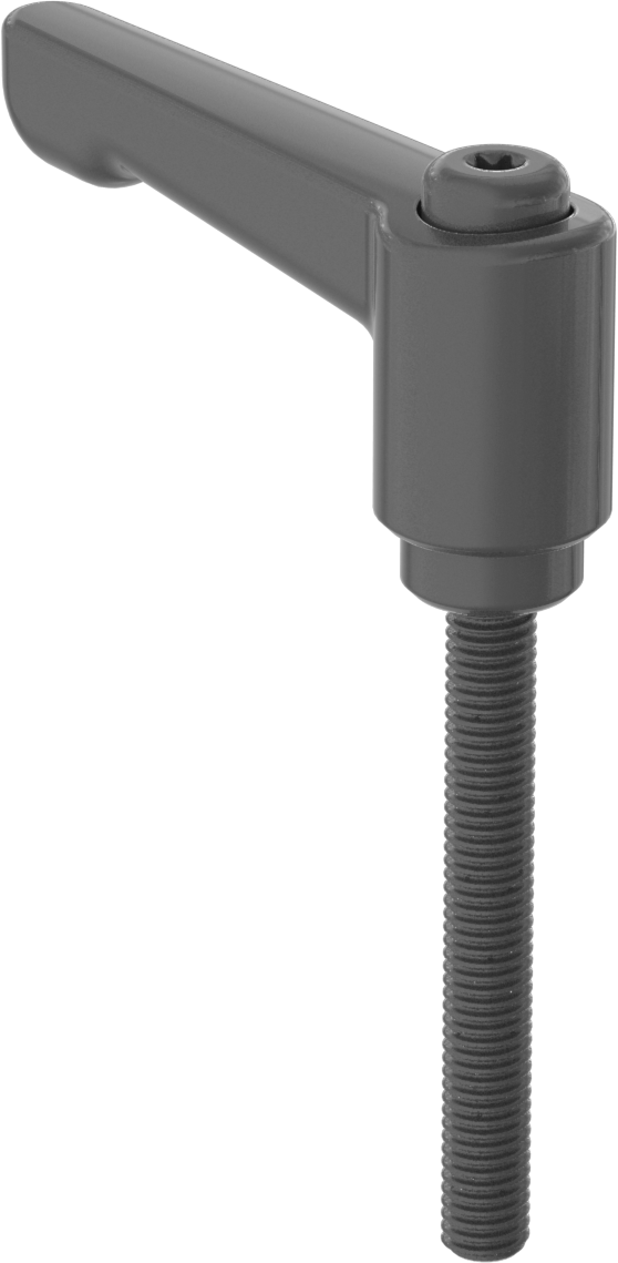 Düşük Profilli Ayarlanabilir Tutamak, M5 x 0,8 mm Dişli 40 mm Uzunlukta Saplama, Siyah Çinko
