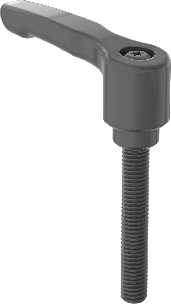 Düşük Profilli Ayarlanabilir Tutamak, M8 x 1,25 mm Dişli 50 mm Uzunlukta Saplama, Siyah Çinko
