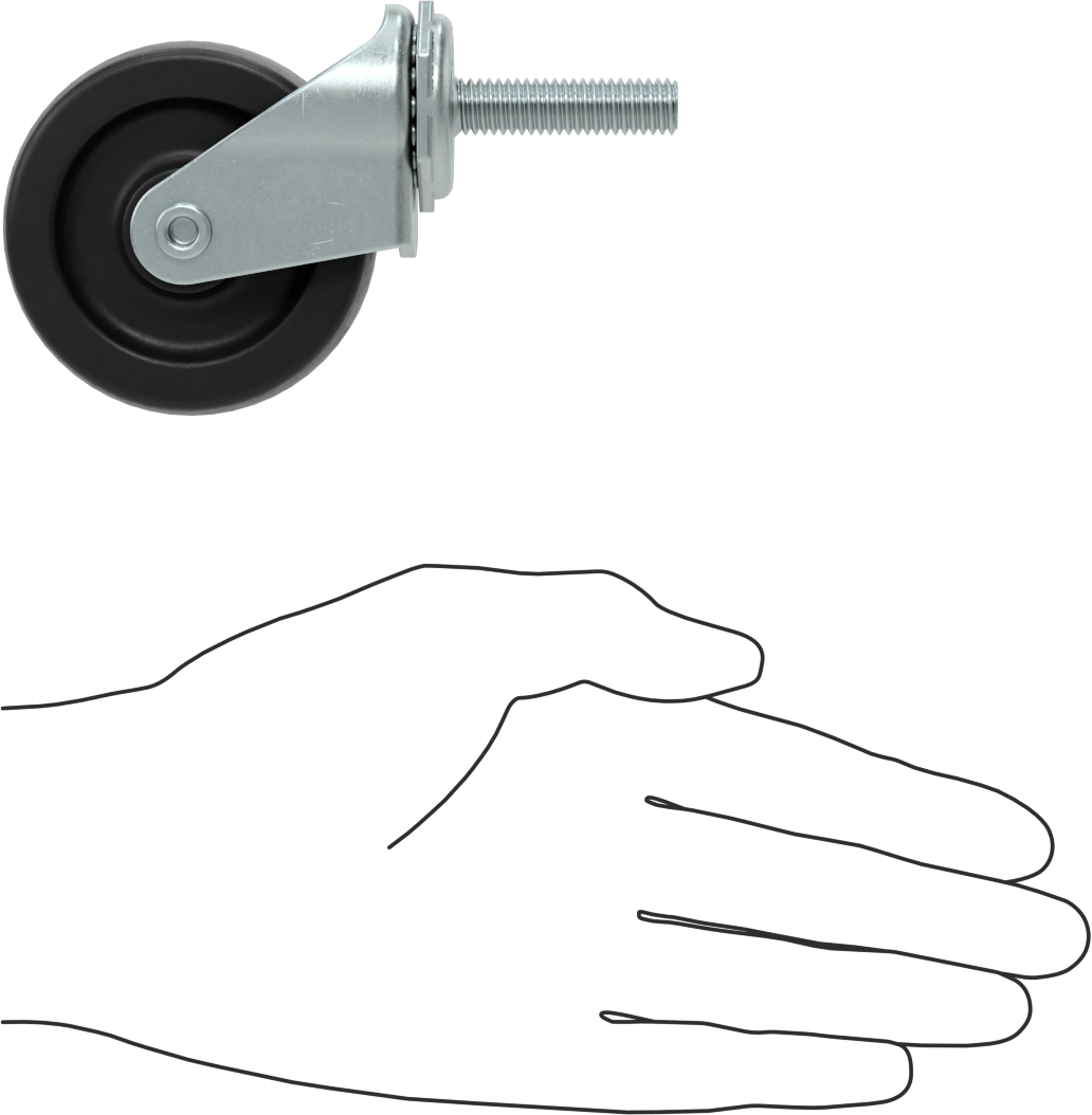 Dişli Saplı Döner Tekerlek, 3/8“-16 Diş ve 2-1/2” Çap 80A Kauçuk Tekerlek