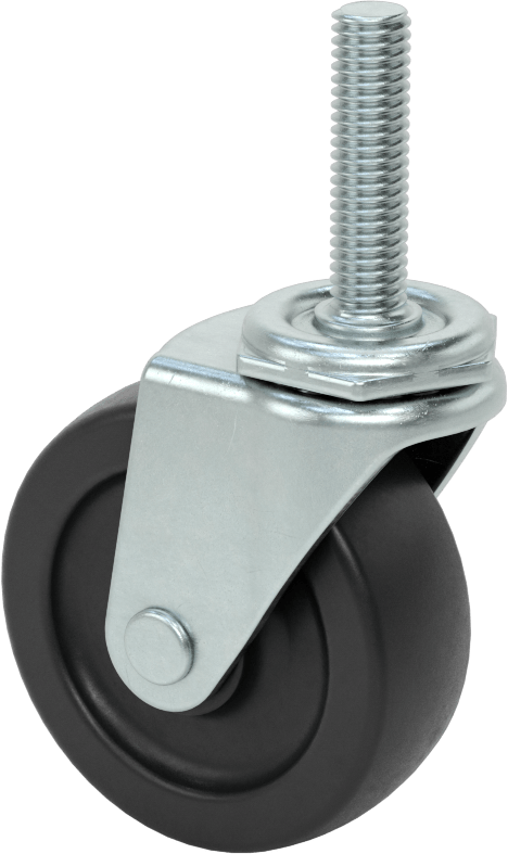 Dişli Saplı Döner Tekerlek, 3/8“-16 Diş ve 2-1/2” Çap 80A Kauçuk Tekerlek