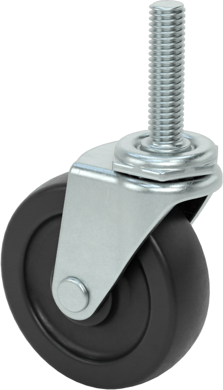 Dişli Saplı Döner Tekerlek, 3/8“-16 Diş ve 2-1/2” Çaplı 80D Kauçuk Tekerlek