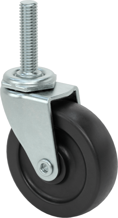 Dişli Saplı Döner Tekerlek, 3/8“-16 Diş ve 2-1/2” Çaplı 80D Kauçuk Tekerlek