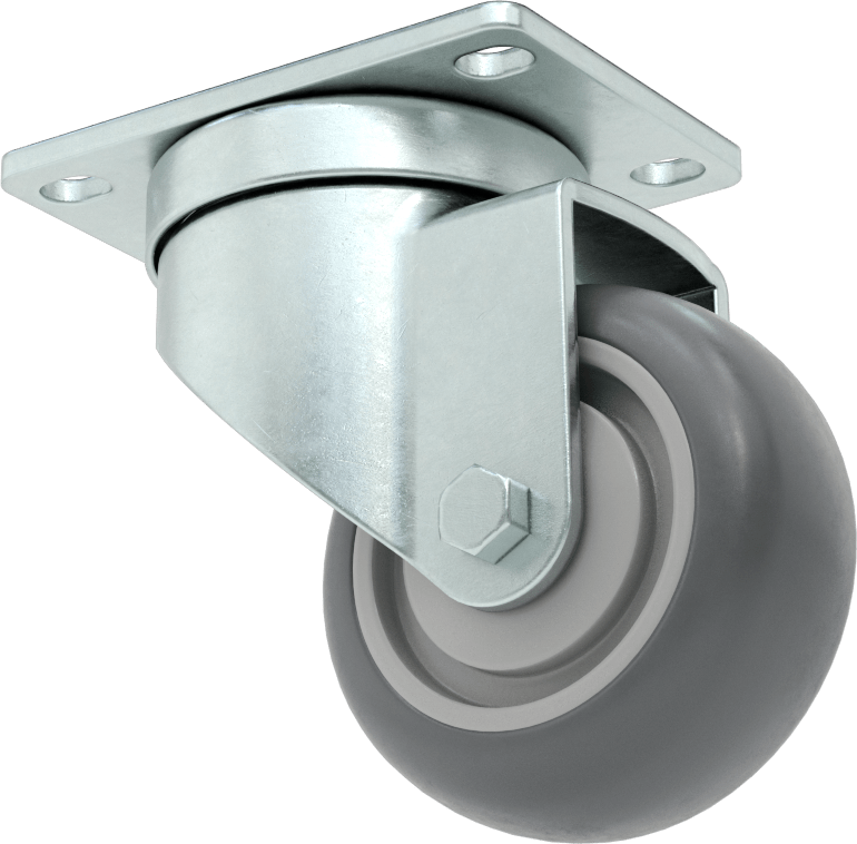 Mighty-Lite Tekerlek, 3-5/8“ x 2-1/2” Plaka, 3 inç Çapında 80A Kauçuk Tekerlekli Döner Tekerlek