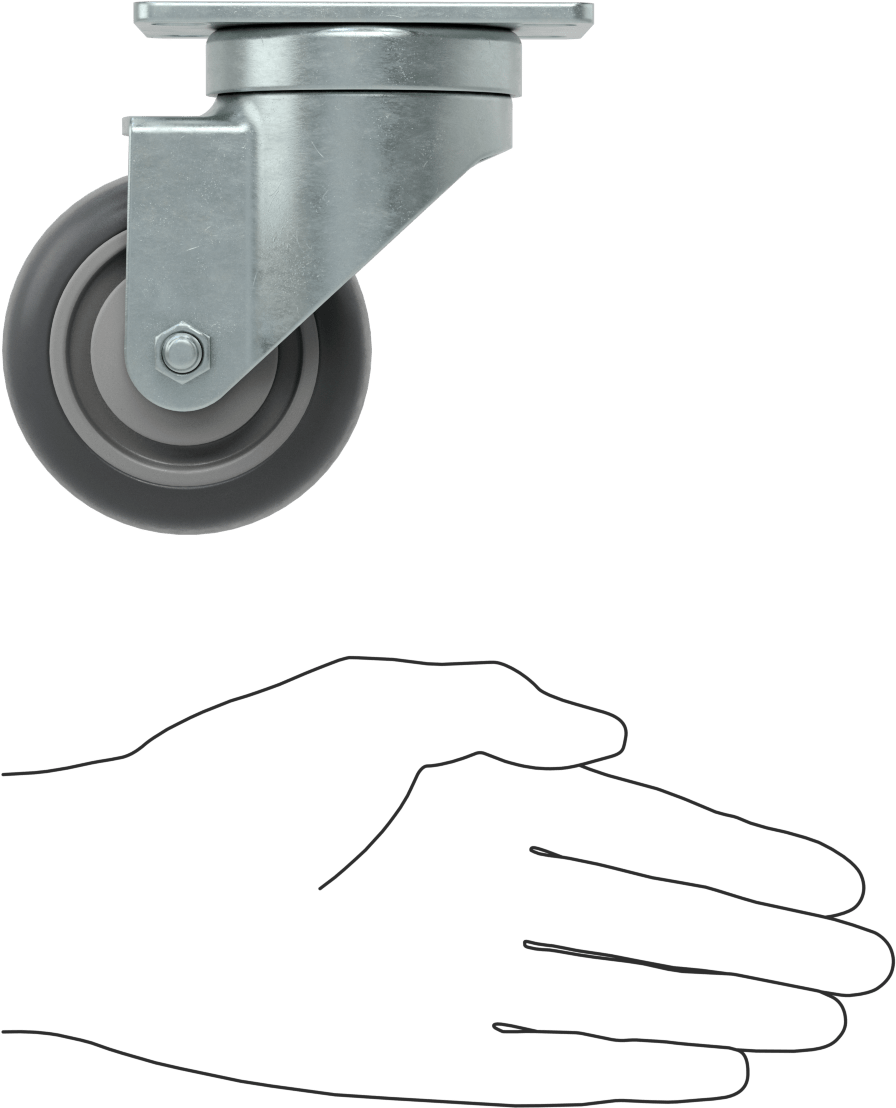 Mighty-Lite Tekerlek, 3-5/8“ x 2-1/2” Plaka, 3 inç Çapında 80A Kauçuk Tekerlekli Döner Tekerlek