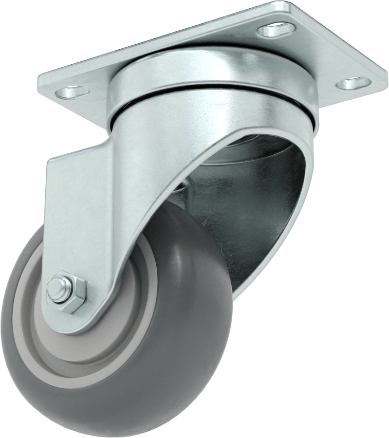 Mighty-Lite Tekerlek, 3-5/8“ x 2-1/2” Plaka, 3 inç Çapında 80A Kauçuk Tekerlekli Döner Tekerlek