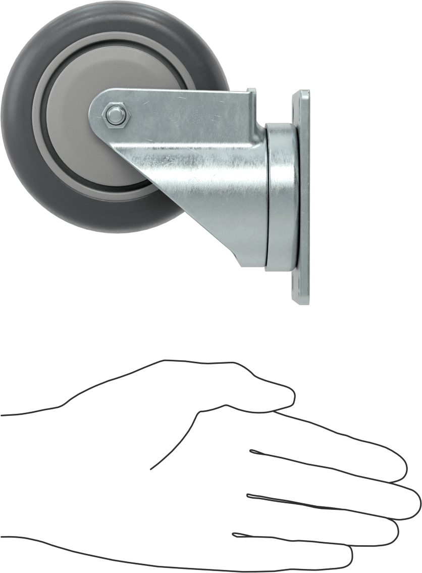 Mighty-Lite Tekerlek, 3-5/8“ x 2-1/2” Plaka, 4 inç Çapında 80A Kauçuk Tekerlekli Döner Ayak